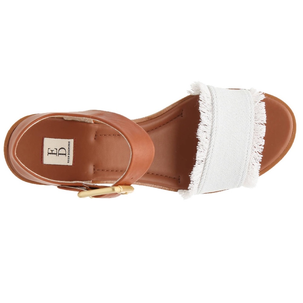 Ellen DeGeneres Wedge Textile Sandals w/ Leather